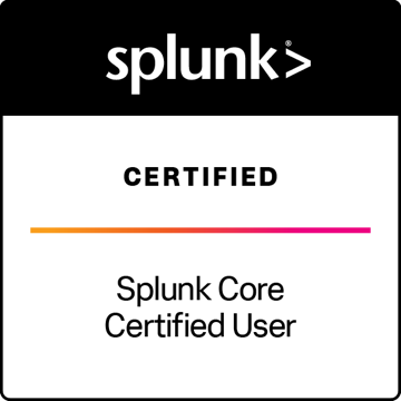 Splunk Core Certified User badge, verify on Credly